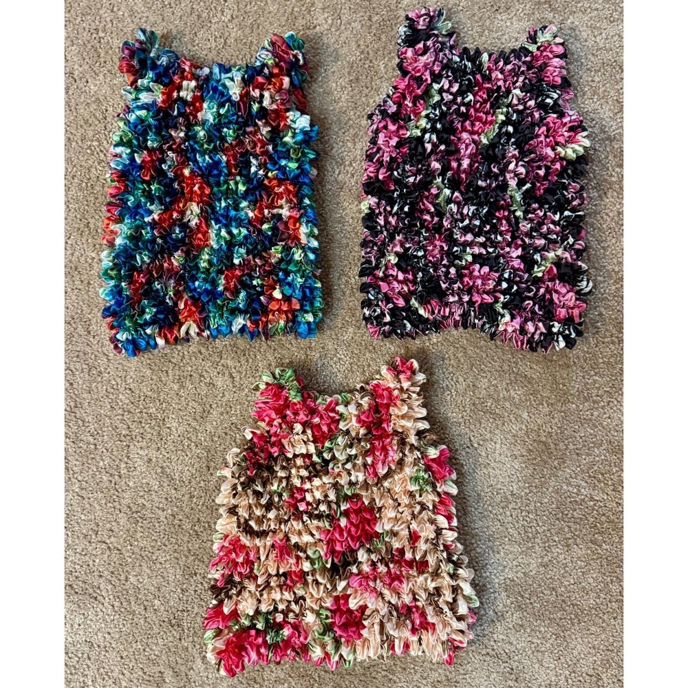 Set of 3 Women's Popcorn Floral Print Sleeveless Tops